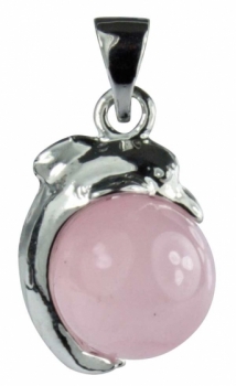 Delfin Anhänger mit Rosenquarz