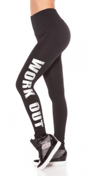 Leggings mit silber WORK OUT Print