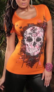 Skull Glitter Kurzarm Shirt