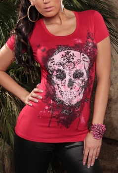 Skull Glitter Kurzarm Shirt