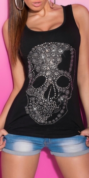 KouCla Top mit Skull-Strass-Print