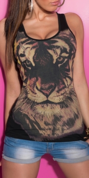 KouCla Tanktop mit Tiger-Print und Zip