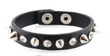 Nieten-Strass Leder Armband