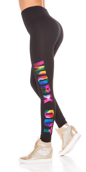 Leggings mit buntem WORK OUT Print