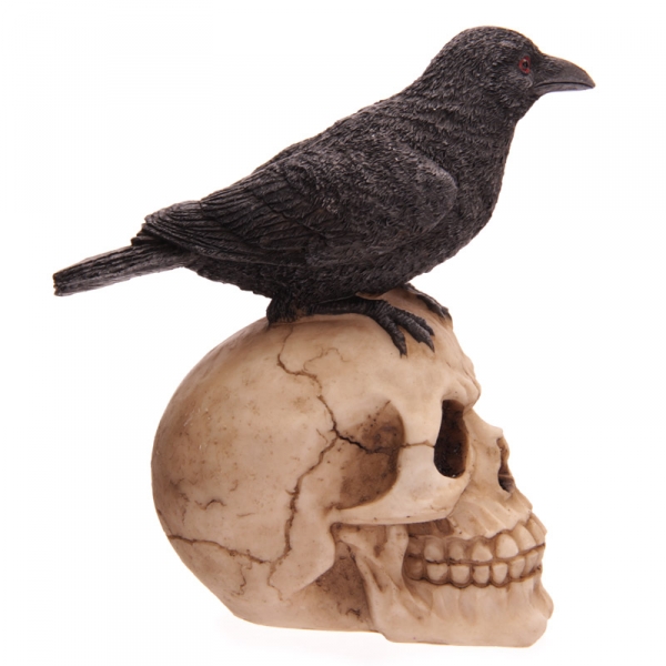 Totenkopf mit Rabe